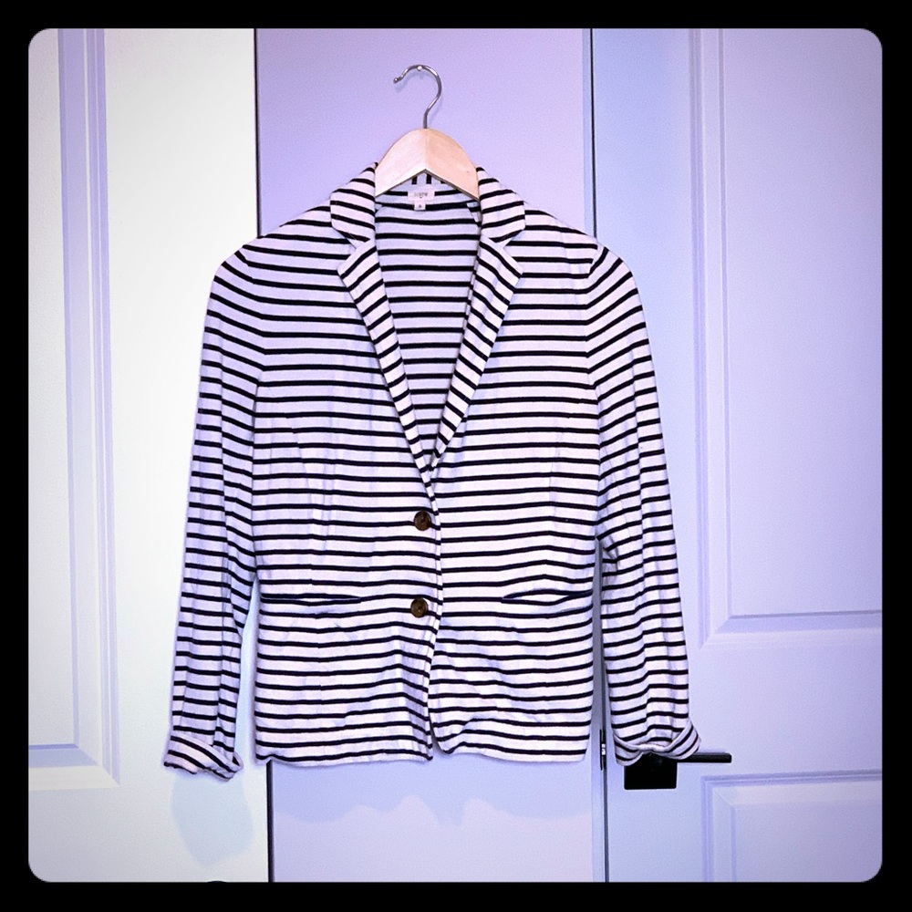 Navy Striped Sweater Jacket, J Crew Factory, Small